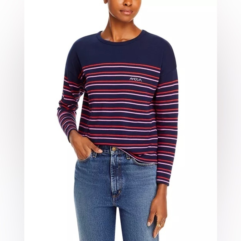 Maison Labiche Cotton Amour Long Sleeve Striped Tee size large